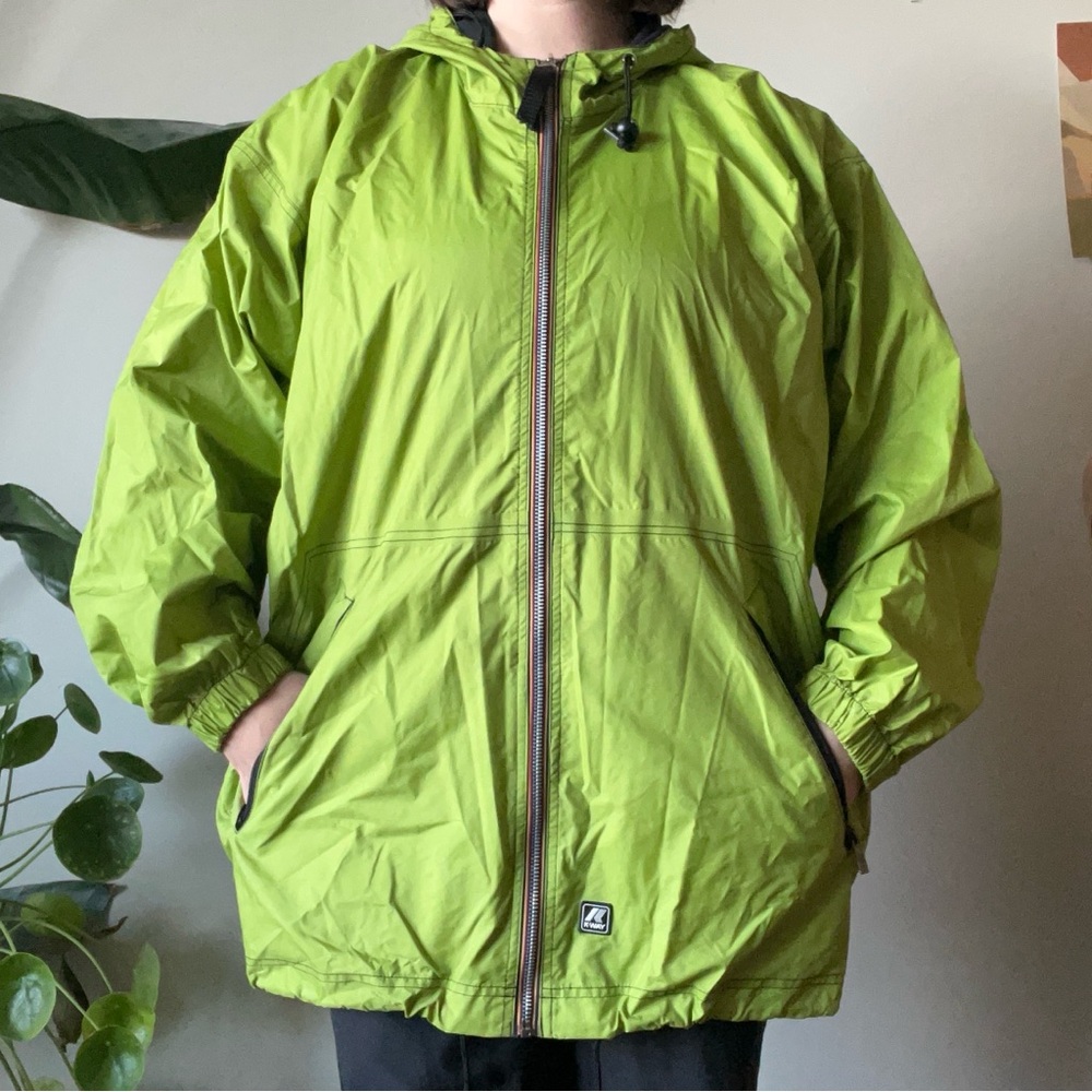 Vintage K-Way Men’s Rain Jacket in Green Lime Size Medium